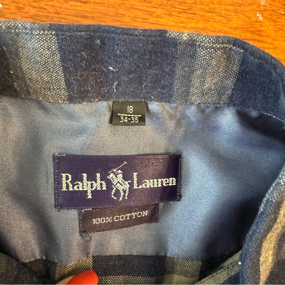 Ralph Lauren Men's Blue and Gray Plaid Shirt size 18 34-35 - Picture 4 of 10